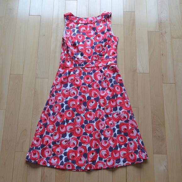 Boden Roses Sleeveless Midi Dress A-Line Size 6L - Picture 4 of 4